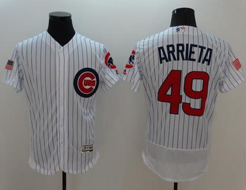 Cubs #49 Jake Arrieta White Fashion Stars & Stripes Flexbase Authentic Stitched MLB Jersey